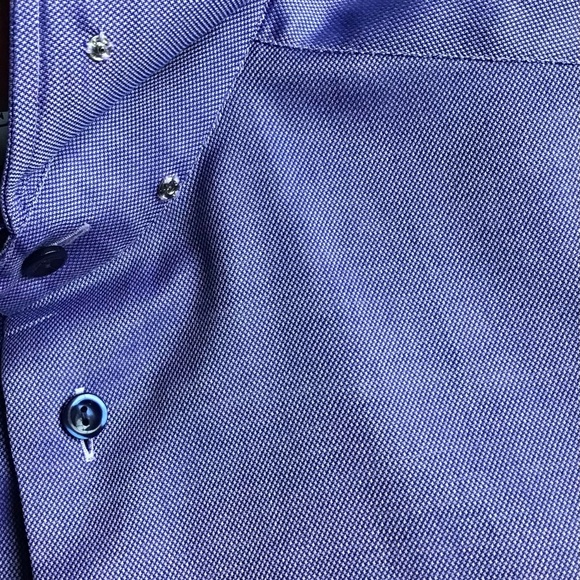 ETON contemporary blue textured  dress cotton shirt Sz 16 made in Estonia 🇪🇪 - Picture 2 of 8